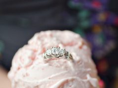 silver-colored ring on ice cream